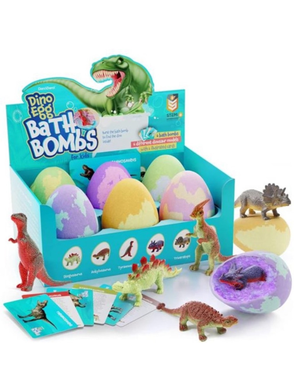 Dan&Darci Dino Egg Bath Bombs Easter Basket Stuffers Surprise Dinosaur Toys Gift